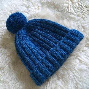 Blue hand crocheted hat one of a kind hat made by April Peatman